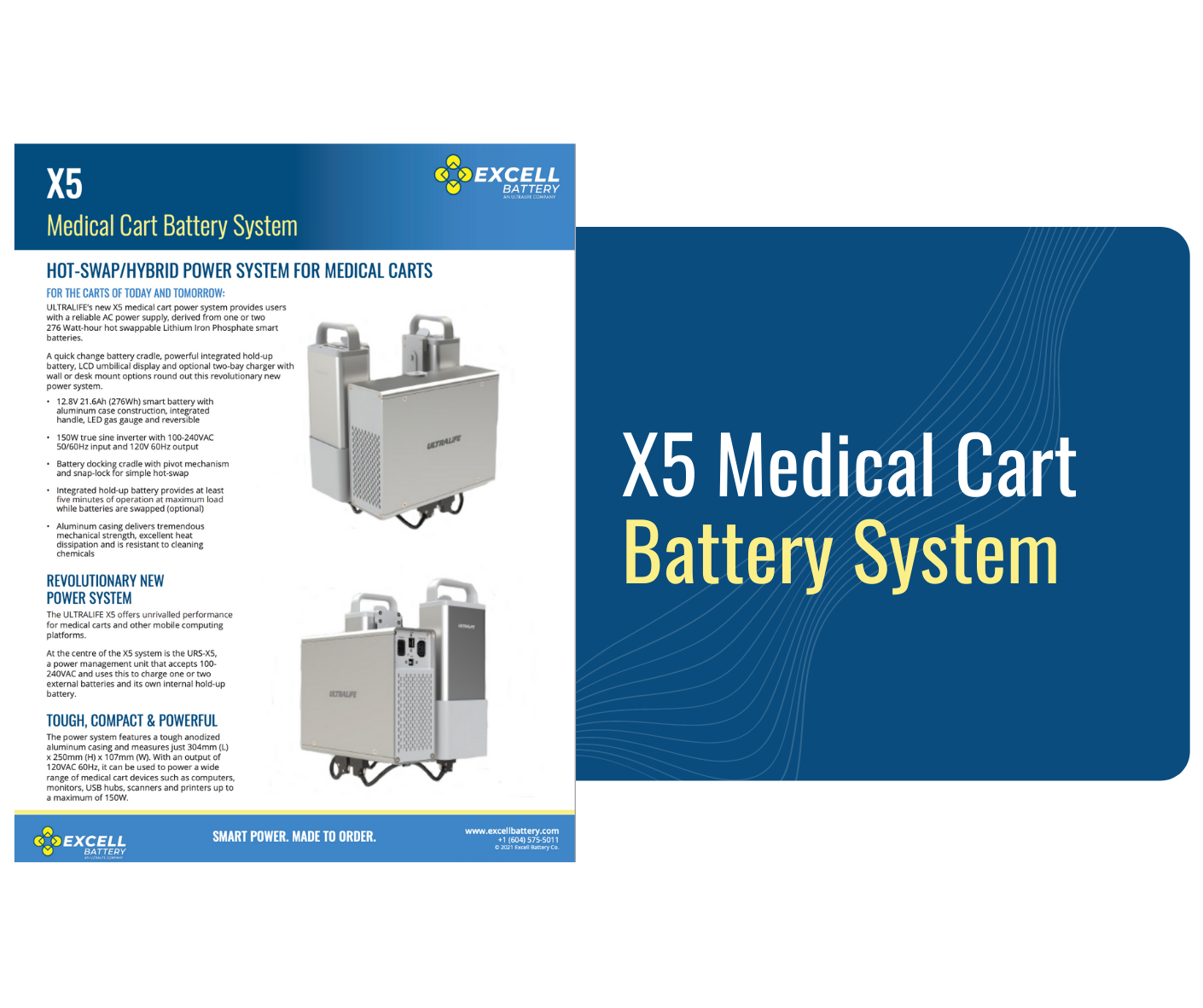 Excell Battery X5 Medical Cart Battery System